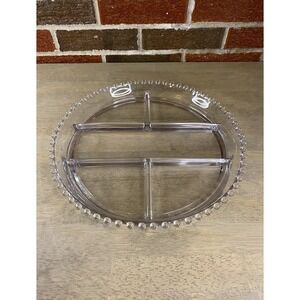 Large Vintage Candlewick Imperial Glass Round Divided Serving Tray 13"